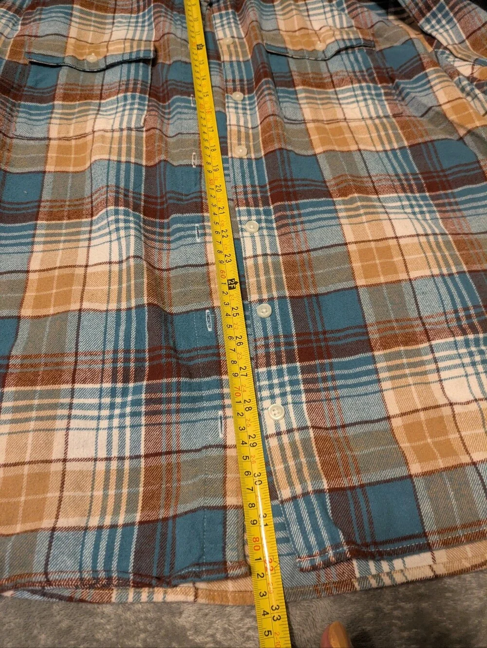 Old Navy Boyfriend Plaid Flannel Shirt XXL Blue Tan Oversized